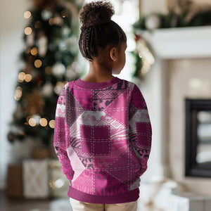 African American Quilt Inspired Kid Ugly Christmas Sweater Wild Animal Skin African Pink Tribal Elements