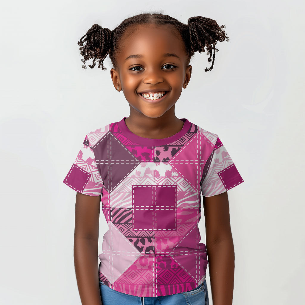 African American Quilt Inspired Kid T shirt Wild Animal Skin African Pink Tribal Elements