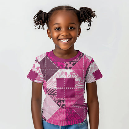 African American Quilt Inspired Kid T shirt Wild Animal Skin African Pink Tribal Elements