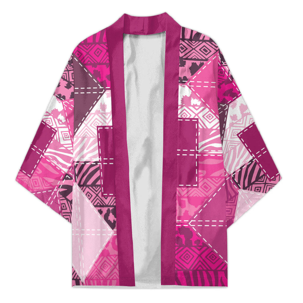 African American Quilt Inspired Kimono Wild Animal Skin African Pink Tribal Elements