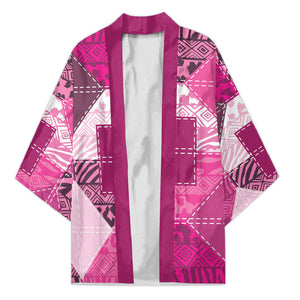 African American Quilt Inspired Kimono Wild Animal Skin African Pink Tribal Elements