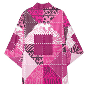 African American Quilt Inspired Kimono Wild Animal Skin African Pink Tribal Elements