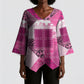 African American Quilt Inspired Kimono Sleeve Blouse Wild Animal Skin African Pink Tribal Elements