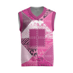 African American Quilt Inspired Christmas Knitted V-Neck Vest Wild Animal Skin African Pink Tribal Elements