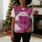 African American Quilt Inspired Christmas Knitted V-Neck Vest Wild Animal Skin African Pink Tribal Elements