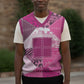 African American Quilt Inspired Christmas Knitted V-Neck Vest Wild Animal Skin African Pink Tribal Elements