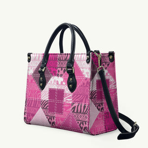 African American Quilt Inspired Leather Bag Wild Animal Skin African Pink Tribal Elements