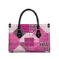 African American Quilt Inspired Leather Bag Wild Animal Skin African Pink Tribal Elements