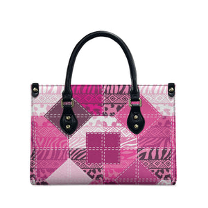 African American Quilt Inspired Leather Bag Wild Animal Skin African Pink Tribal Elements