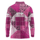 African American Quilt Inspired Long Sleeve Polo Shirt Wild Animal Skin African Pink Tribal Elements
