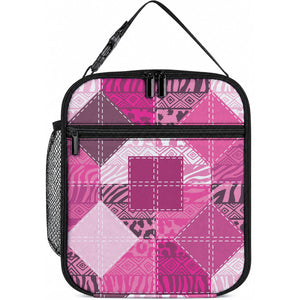 African American Quilt Inspired Lunch Bag Wild Animal Skin African Pink Tribal Elements