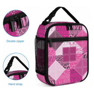 African American Quilt Inspired Lunch Bag Wild Animal Skin African Pink Tribal Elements