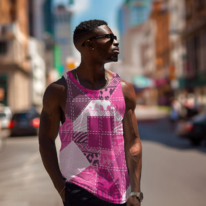 African American Quilt Inspired Men Tank Top Wild Animal Skin African Pink Tribal Elements