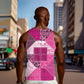 African American Quilt Inspired Men Tank Top Wild Animal Skin African Pink Tribal Elements