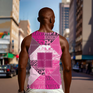 African American Quilt Inspired Men Tank Top Wild Animal Skin African Pink Tribal Elements