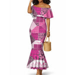 African American Quilt Inspired Mermaid Dress Wild Animal Skin African Pink Tribal Elements