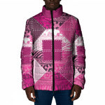 African American Quilt Inspired Padded Jacket Wild Animal Skin African Pink Tribal Elements