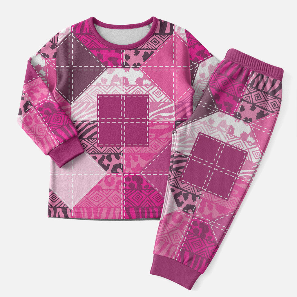 African American Quilt Inspired Christmas Pajama Set Wild Animal Skin African Pink Tribal Elements
