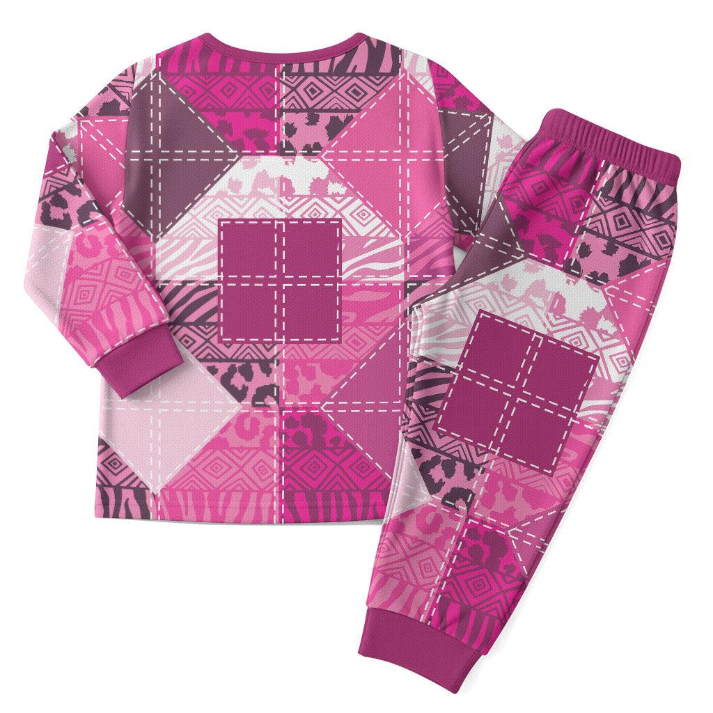 African American Quilt Inspired Christmas Pajama Set Wild Animal Skin African Pink Tribal Elements