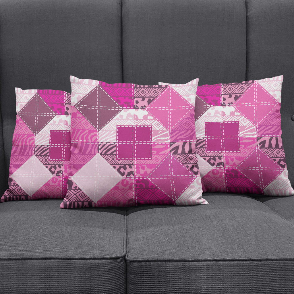African American Quilt Inspired Pillow Cover Wild Animal Skin African Pink Tribal Elements