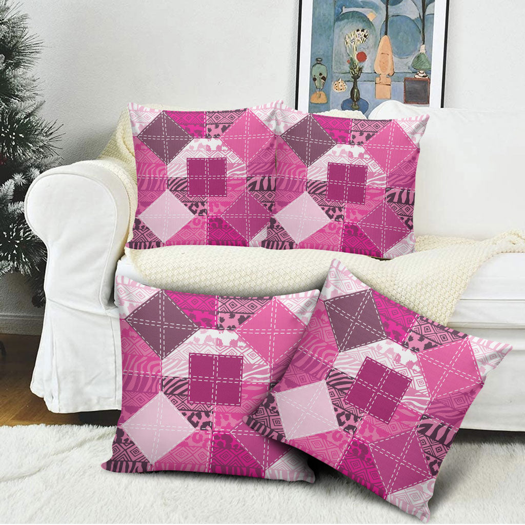African American Quilt Inspired Pillow Cover Wild Animal Skin African Pink Tribal Elements