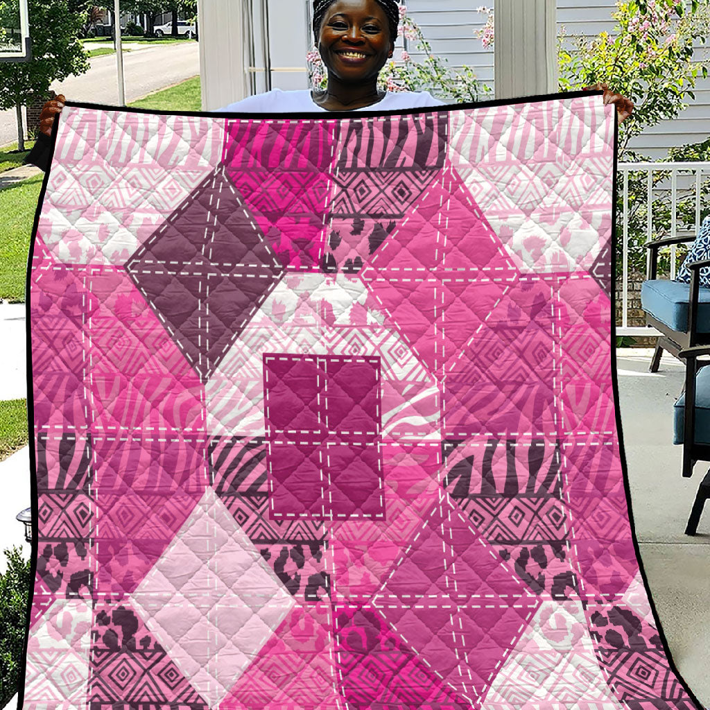African American Quilt Inspired Quilt Wild Animal Skin African Pink Tribal Elements