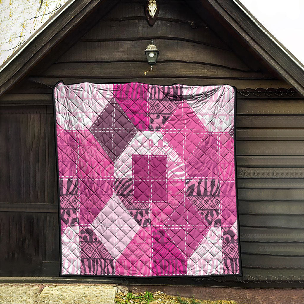 African American Quilt Inspired Quilt Wild Animal Skin African Pink Tribal Elements