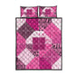 African American Quilt Inspired Quilt Bed Set Wild Animal Skin African Pink Tribal Elements