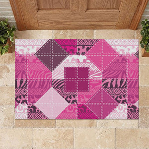 African American Quilt Inspired Rubber Doormat Wild Animal Skin African Pink Tribal Elements