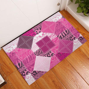 African American Quilt Inspired Rubber Doormat Wild Animal Skin African Pink Tribal Elements