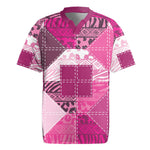African American Quilt Inspired Rugby Jersey Wild Animal Skin African Pink Tribal Elements