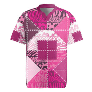 African American Quilt Inspired Rugby Jersey Wild Animal Skin African Pink Tribal Elements