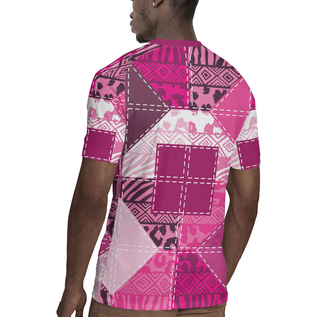 African American Quilt Inspired Rugby Jersey Wild Animal Skin African Pink Tribal Elements