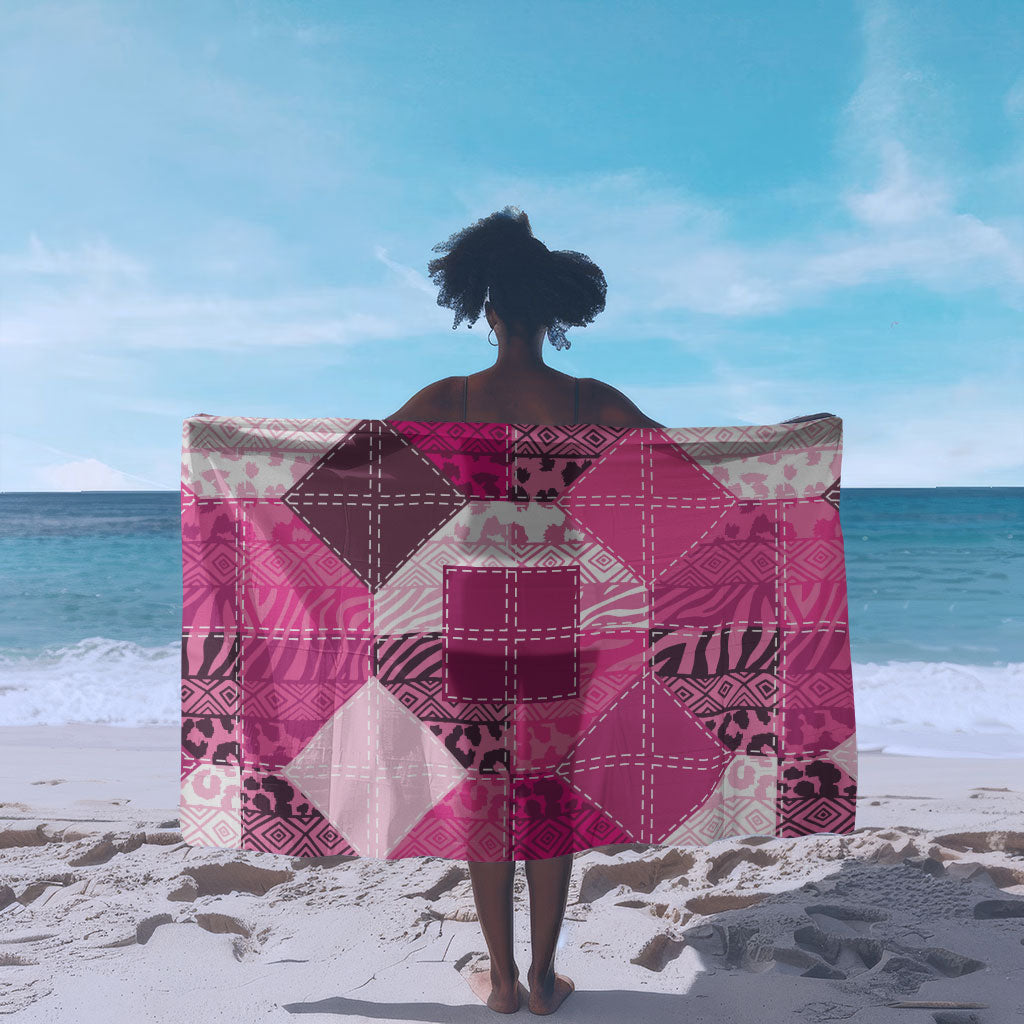 African American Quilt Inspired Sarong Wild Animal Skin African Pink Tribal Elements