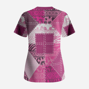 African American Quilt Inspired Scrub Top Wild Animal Skin African Pink Tribal Elements
