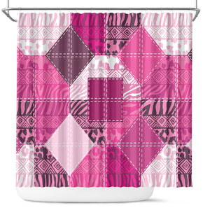 African American Quilt Inspired Shower Curtain Wild Animal Skin African Pink Tribal Elements
