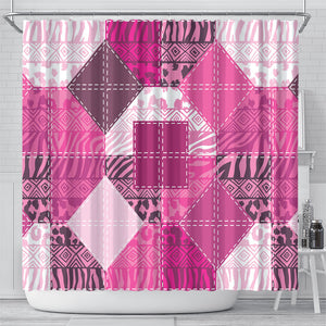 African American Quilt Inspired Shower Curtain Wild Animal Skin African Pink Tribal Elements