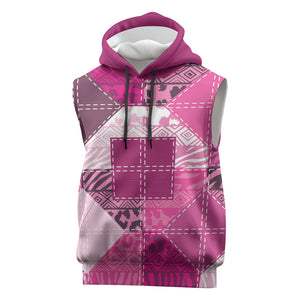 African American Quilt Inspired Sleeveless Hoodie Wild Animal Skin African Pink Tribal Elements