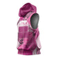 African American Quilt Inspired Sleeveless Hoodie Wild Animal Skin African Pink Tribal Elements