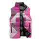 African American Quilt Inspired Sleeveless Puffer Jacket Wild Animal Skin African Pink Tribal Elements