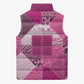 African American Quilt Inspired Sleeveless Puffer Jacket Wild Animal Skin African Pink Tribal Elements