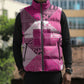 African American Quilt Inspired Sleeveless Puffer Jacket Wild Animal Skin African Pink Tribal Elements