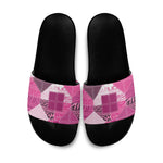 African American Quilt Inspired Slide Sandals Wild Animal Skin African Pink Tribal Elements