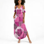African American Quilt Inspired Summer Maxi Dress Wild Animal Skin African Pink Tribal Elements