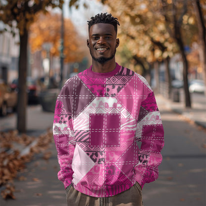 African American Quilt Inspired Sweatshirt Wild Animal Skin African Pink Tribal Elements