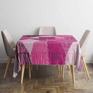 African American Quilt Inspired Tablecloth Wild Animal Skin African Pink Tribal Elements
