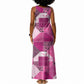 African American Quilt Inspired Tank Maxi Dress Wild Animal Skin African Pink Tribal Elements