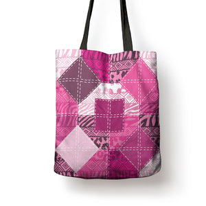 African American Quilt Inspired Tote Bag Wild Animal Skin African Pink Tribal Elements