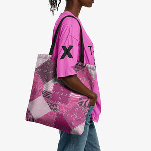 African American Quilt Inspired Tote Bag Wild Animal Skin African Pink Tribal Elements