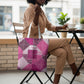 African American Quilt Inspired Tote Bag Wild Animal Skin African Pink Tribal Elements